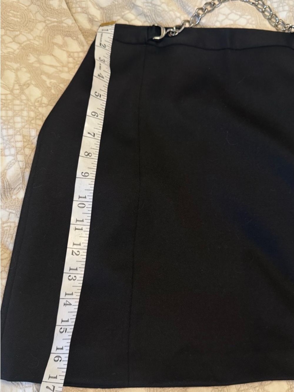 Milly Black A-Line Mini Skirt with Silver Chain Accent - Picture 7 of 8
